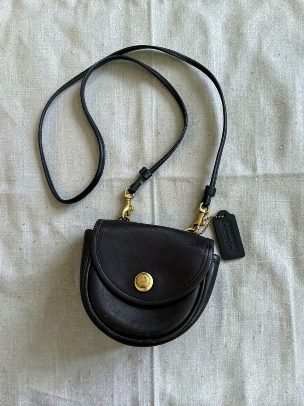 COACH Vintage Black Leather Mini Crossbody Bag